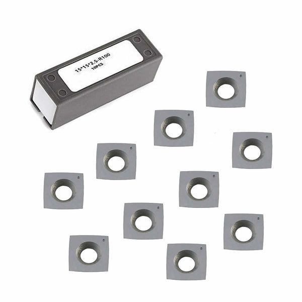15x15x2.5mm 4" Radius R100 Carbide Inserts For Central Machinery 30289 6" Jointer Journal Cutterhead